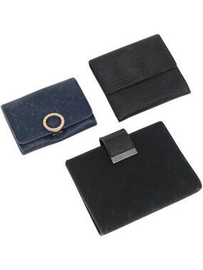 BVLGARI Gucci Louis Vuitton GG Canvas Wallet Leather 3 Set Black